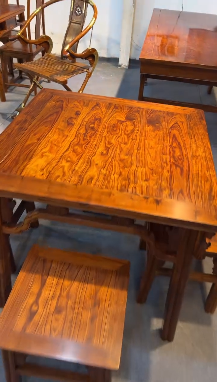 【闪购商品】花梨木类木雕方桌五件套