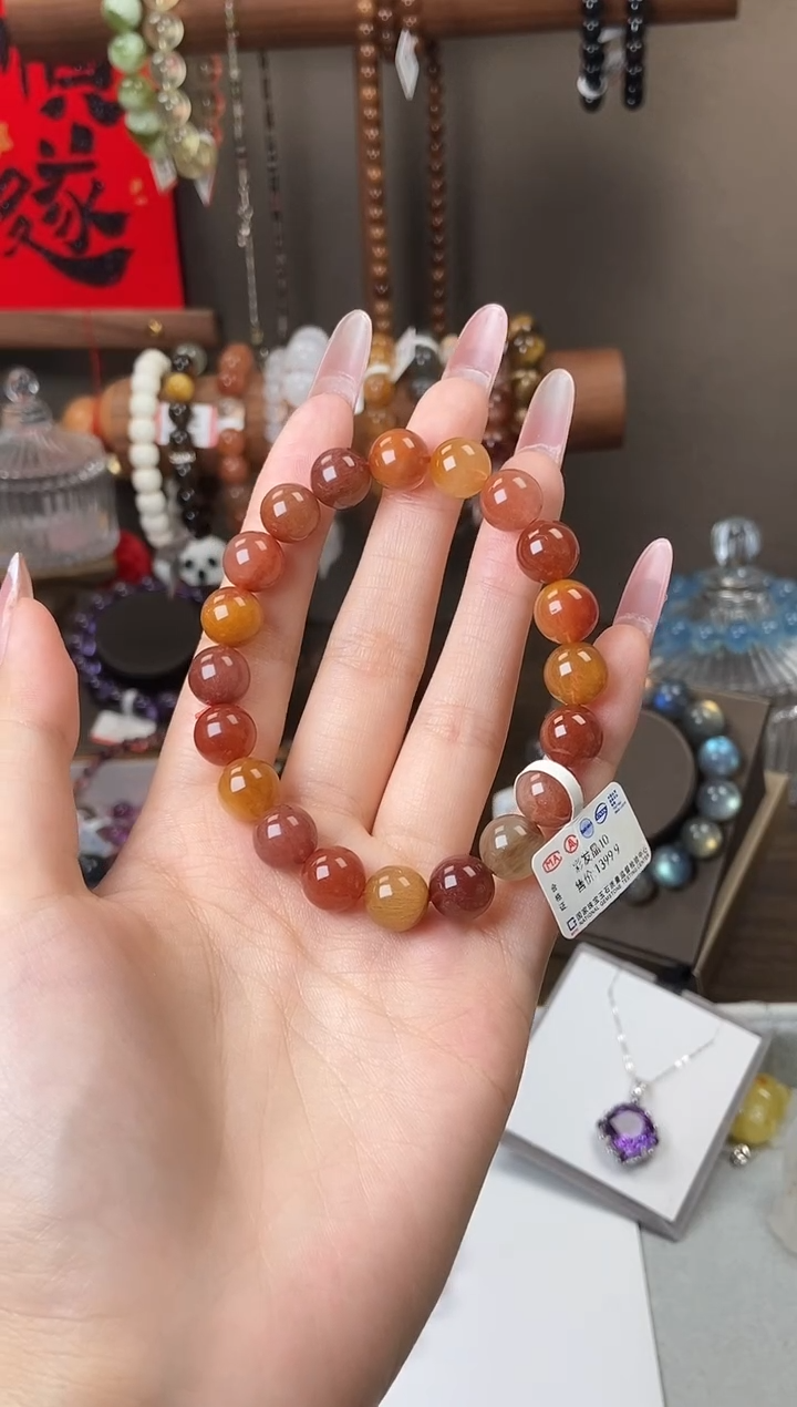 水晶手串未镶嵌彩发晶10m