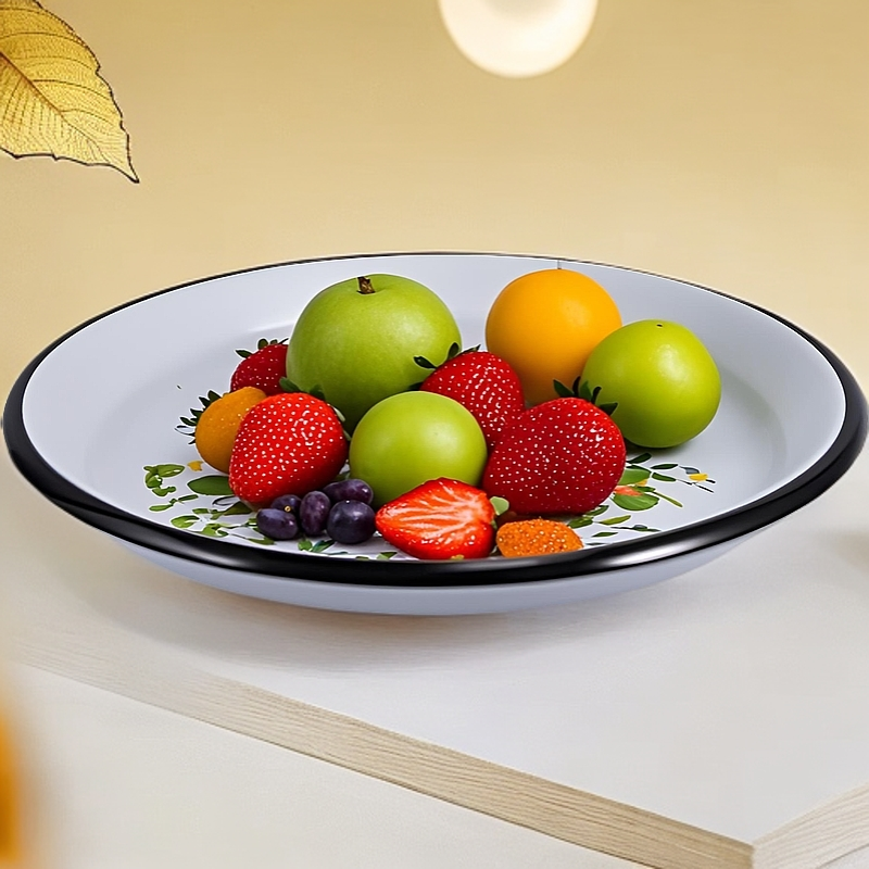 俄罗斯进口搪瓷厨具0.5升搪瓷复古风家用怀旧平盘水果盘餐盘菜盘