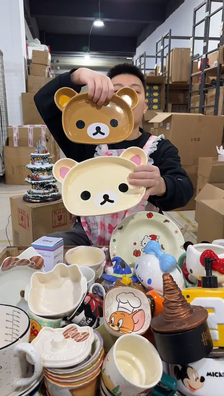 瓷片原盒轻松熊餐盘2件套