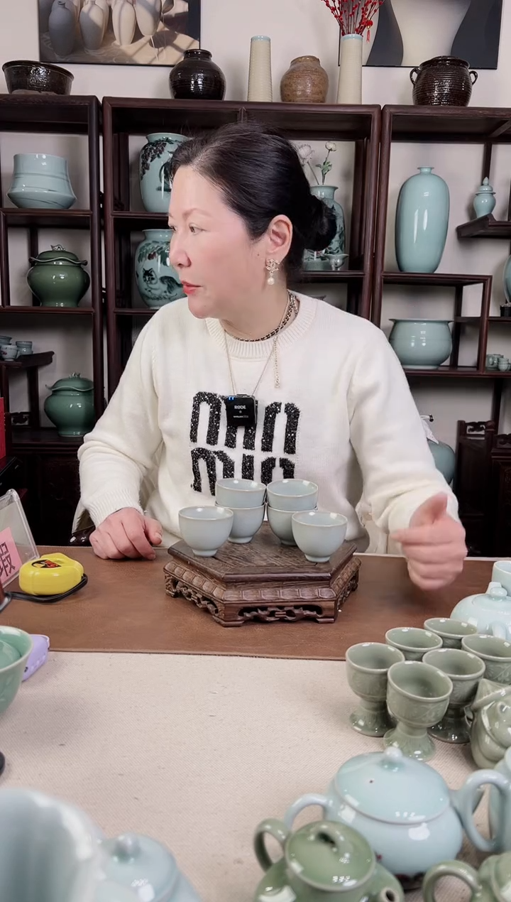 【闪购商品】杯月白釉 鸡心杯6只装