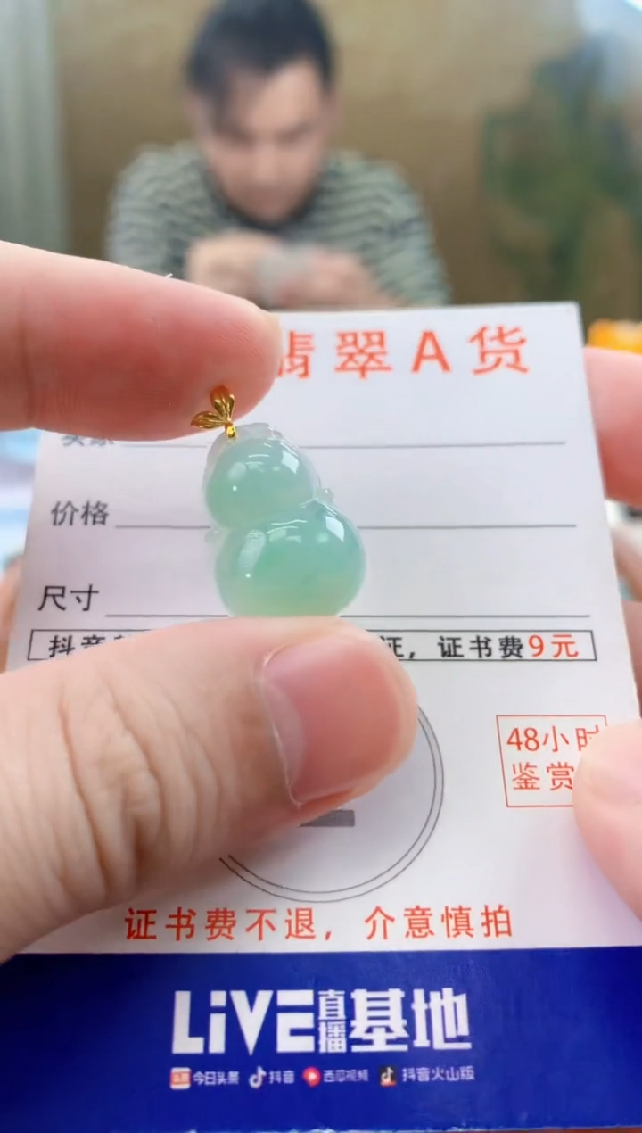颈饰18K金镶嵌翡翠天然A货翡翠挂件