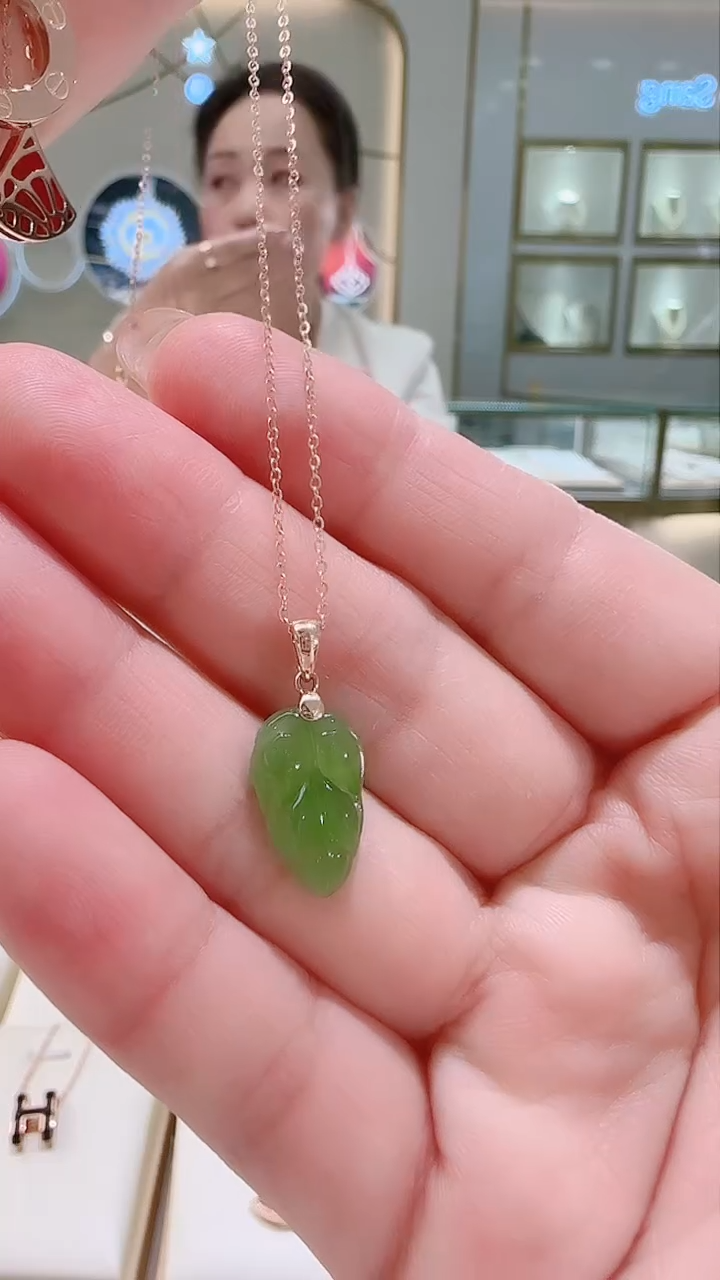 【闪购商品】和田玉（碧玉）套链18K金镶嵌套链