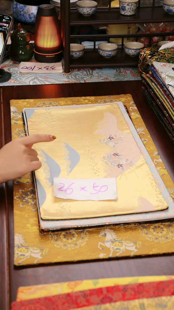 【西阵织湖光山色双面】中国风干泡织锦茶席26*45