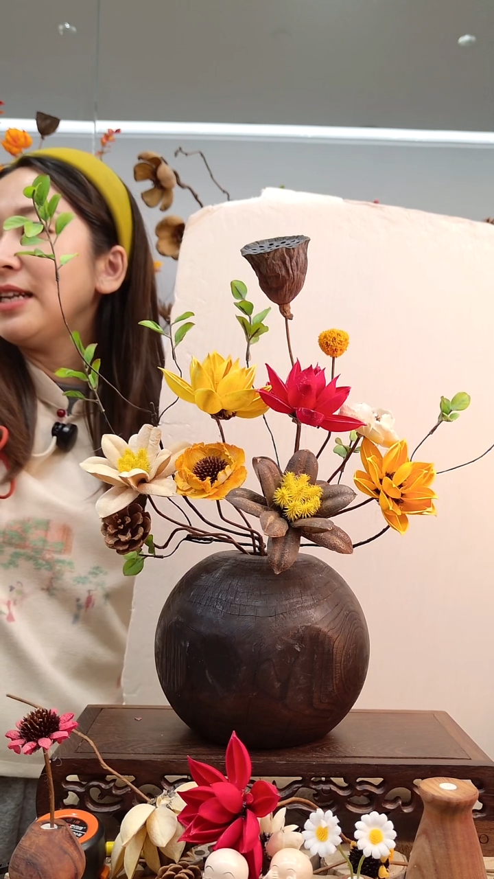 木实木花瓶，直播间