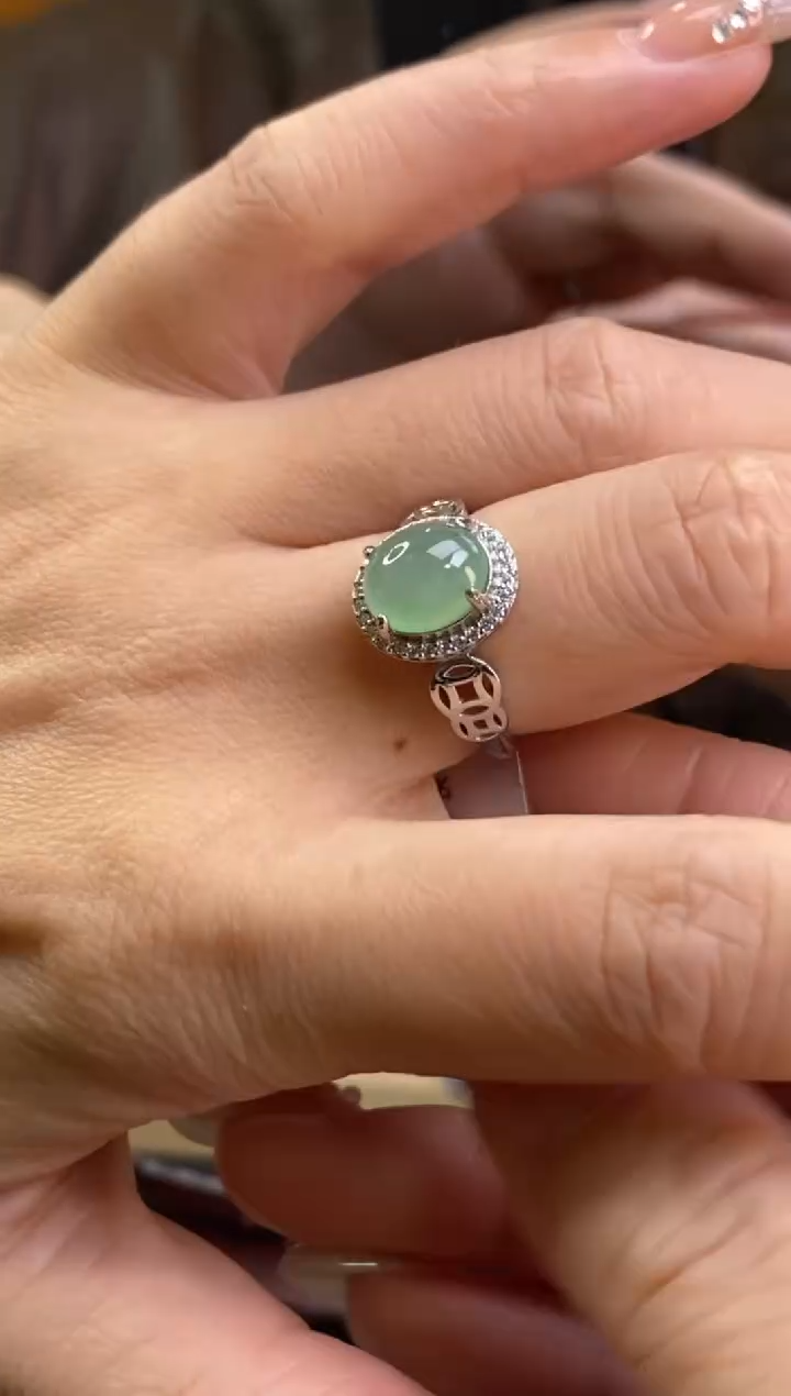 颈饰银S925镶嵌翡翠净货16284