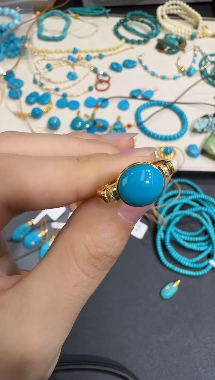 18K金镶嵌绿松石戒指X0102-1195-103