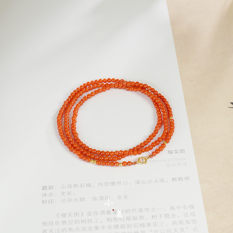 18K金南红小米珠项链（多样性发货）G80832