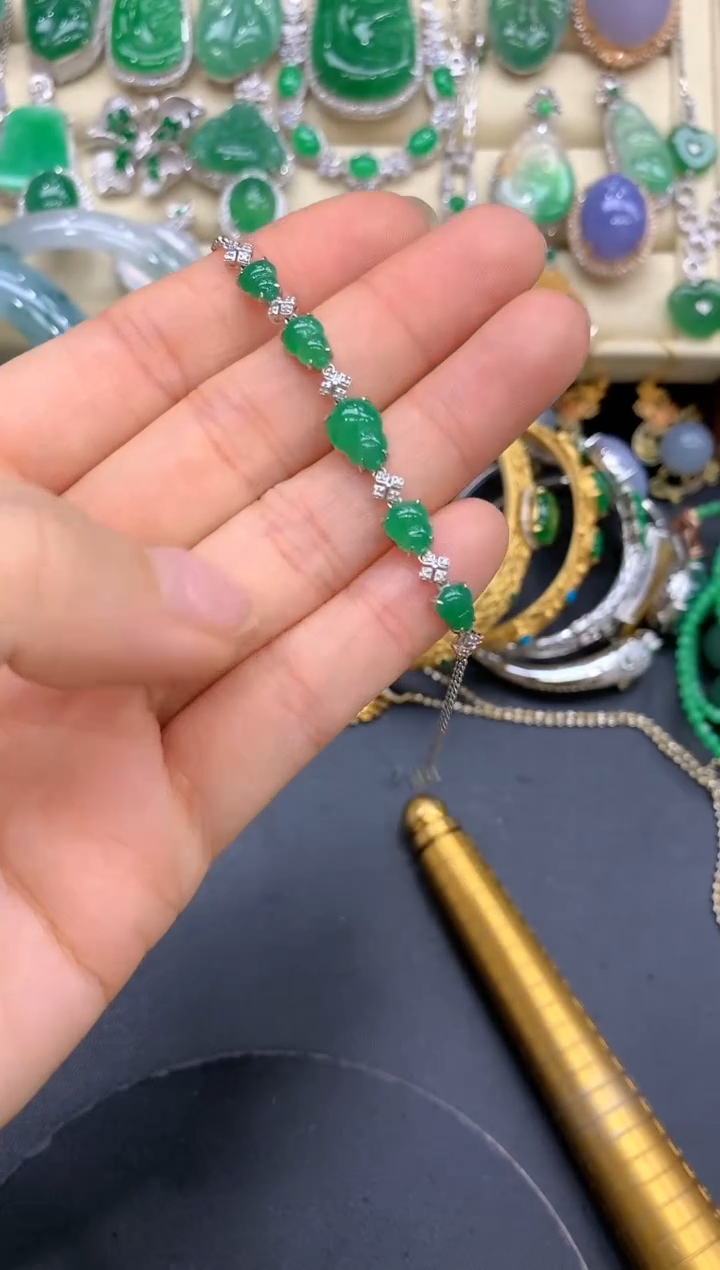 【闪购商品】翡翠手链18K金镶嵌423-中国好珍宝