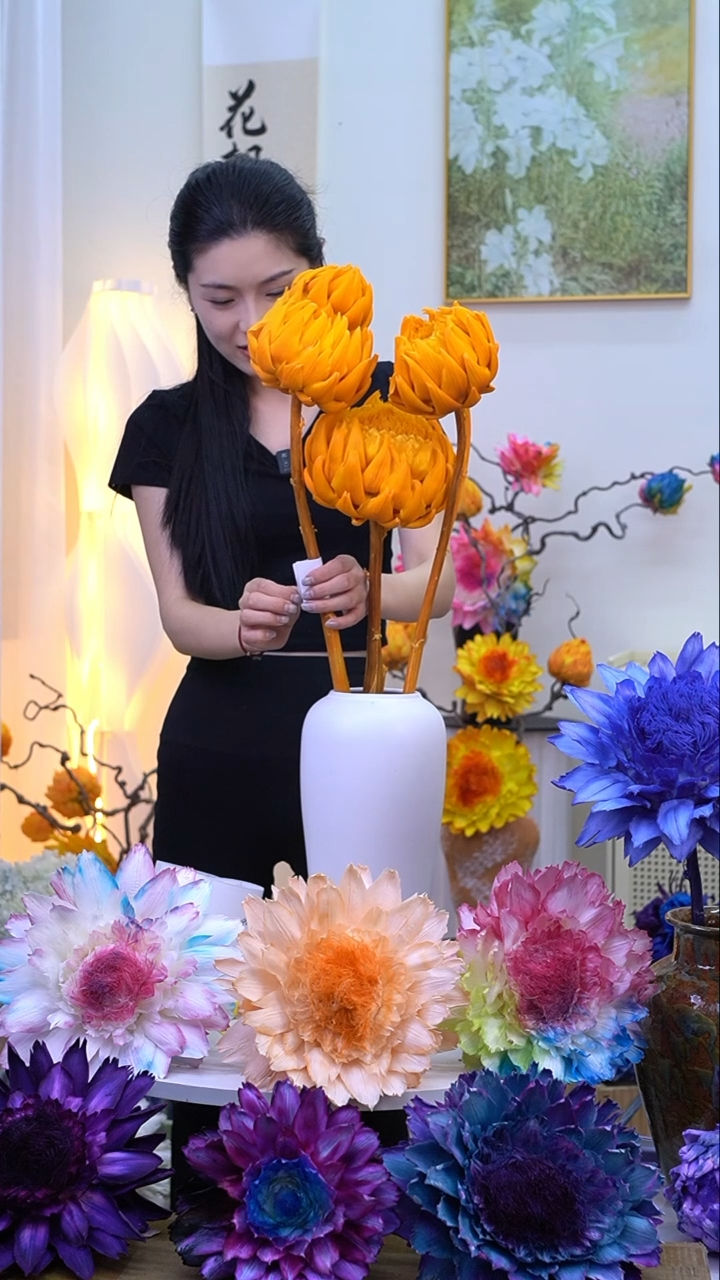 永生洋蓟橙色5头【吸色不均】4036