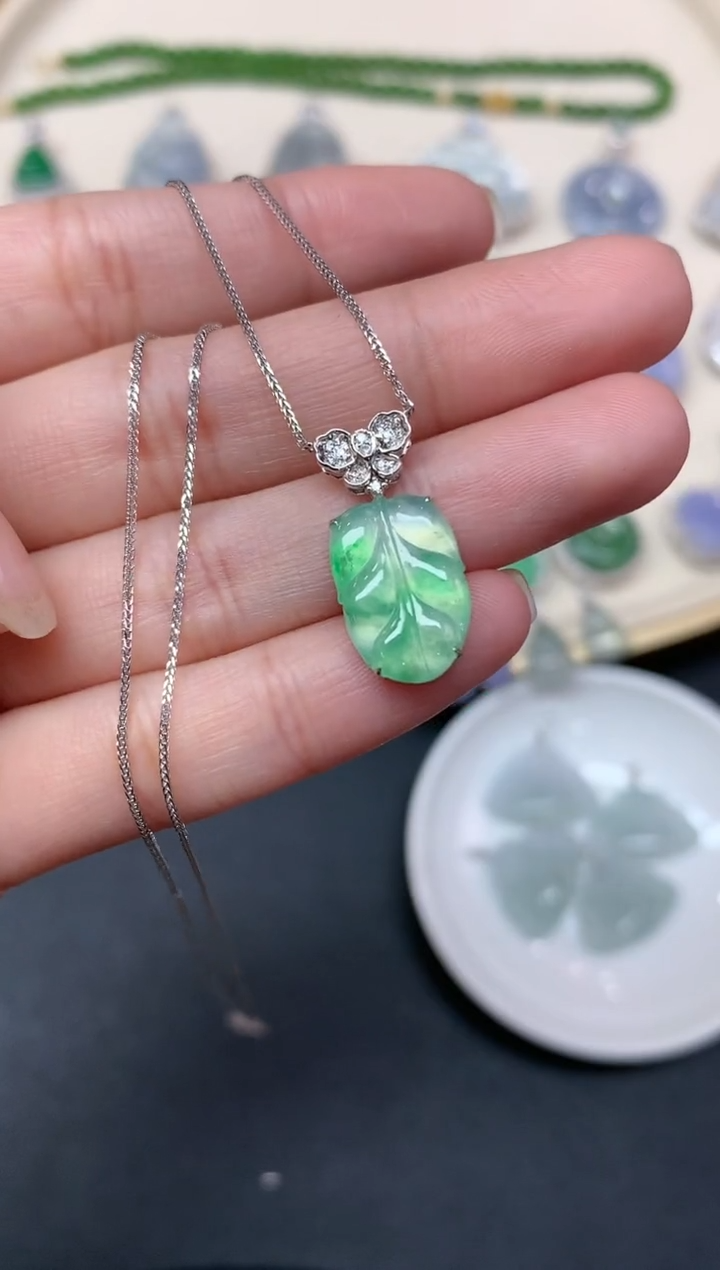 【闪购商品】翡翠套链18K金镶嵌套链A76|3999