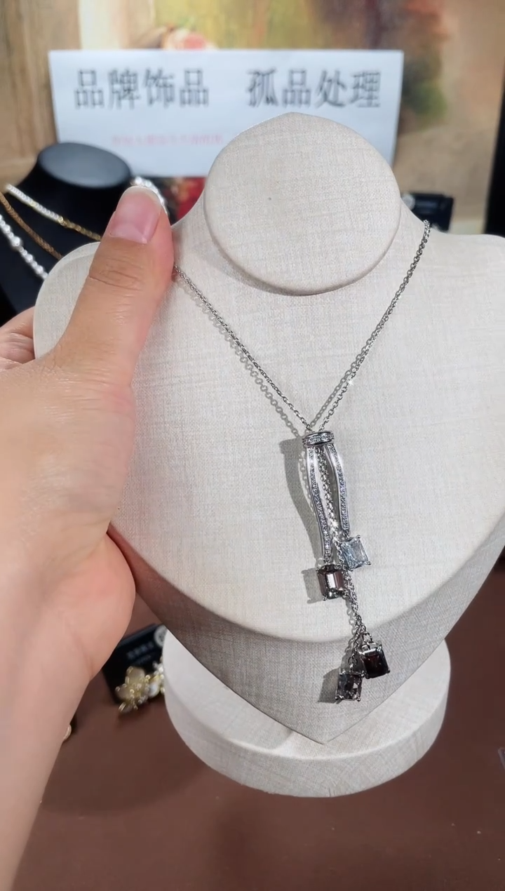 合金925银锆石项链7722