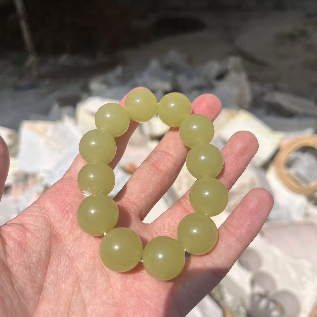 山料鸡油冰黄手串卡18mm