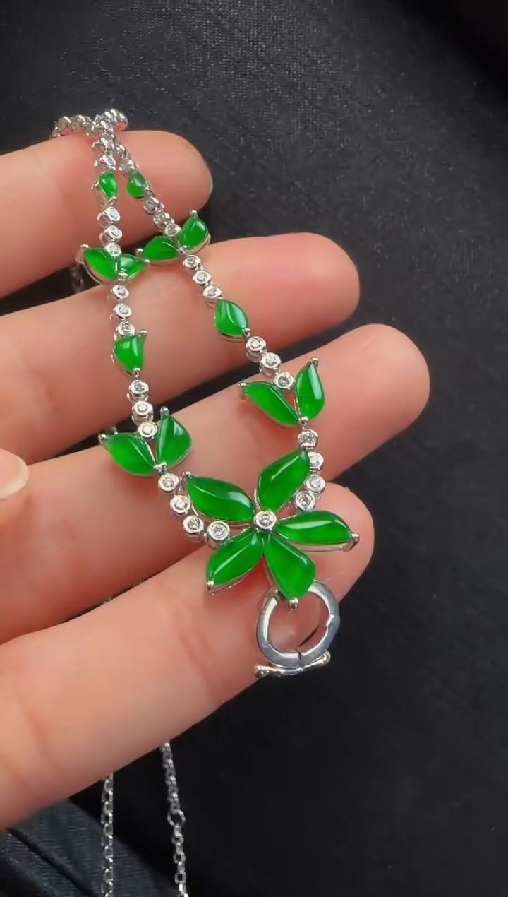 【闪购商品】翡翠套链18K金镶嵌358随心一条