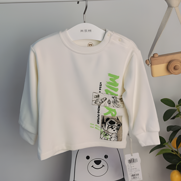 8653米乐熊宝宝长袖圆领打底衫儿童童装百搭小童春秋