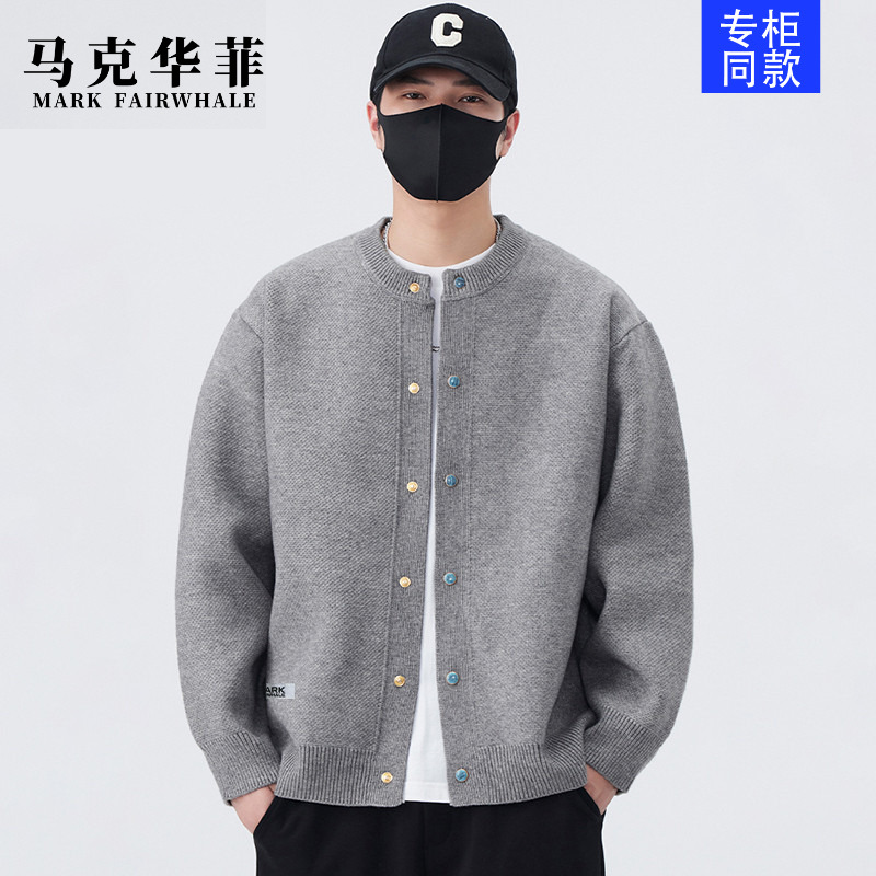 马克华菲韩版时尚失序混搭长袖针织衫春秋季宽松百搭休闲简约纯色