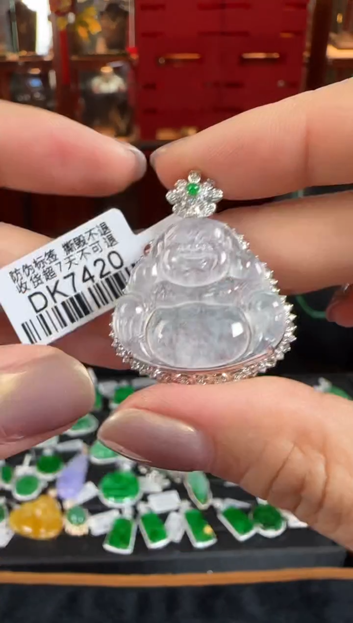 翡翠18K金镶嵌颈饰DK7420冰佛公