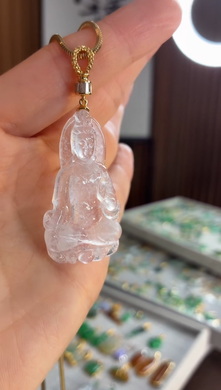 吊坠(不含链)18K金镶嵌翡翠吊坠