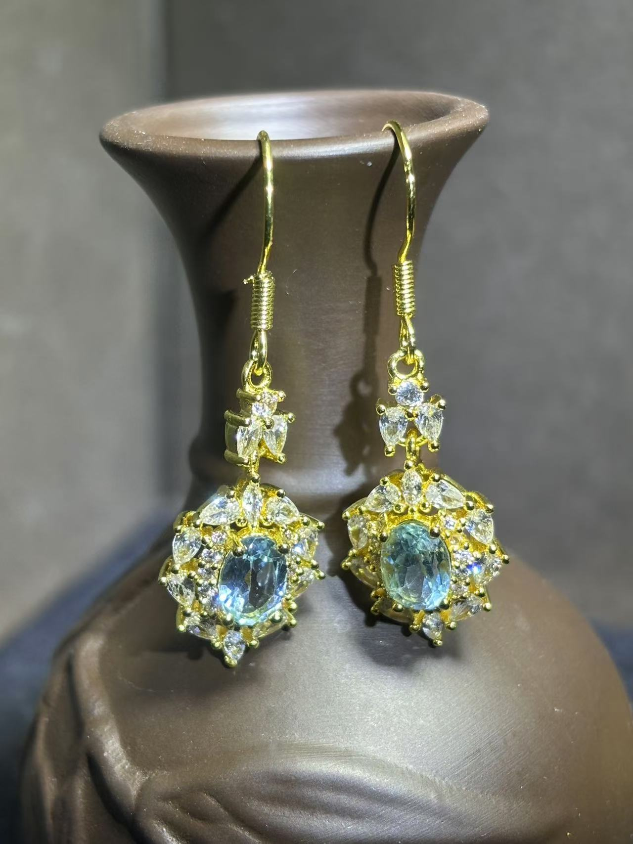 CT3829-托帕石耳钩一对