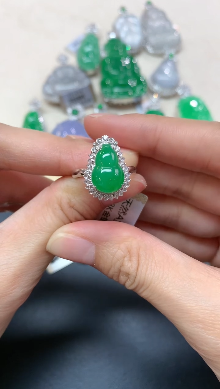 【闪购商品】翡翠戒指18K金镶嵌戒指A326|13800