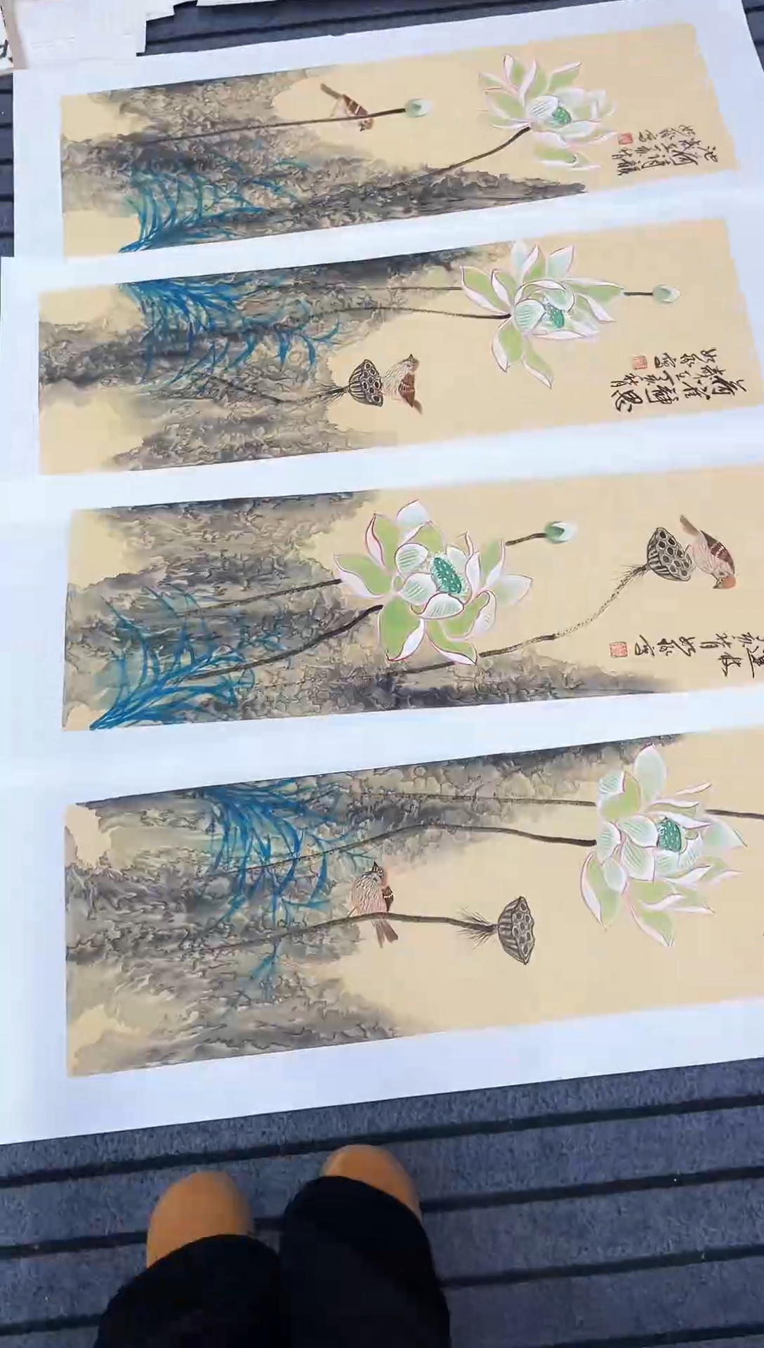 精品国画花鸟作品条屏