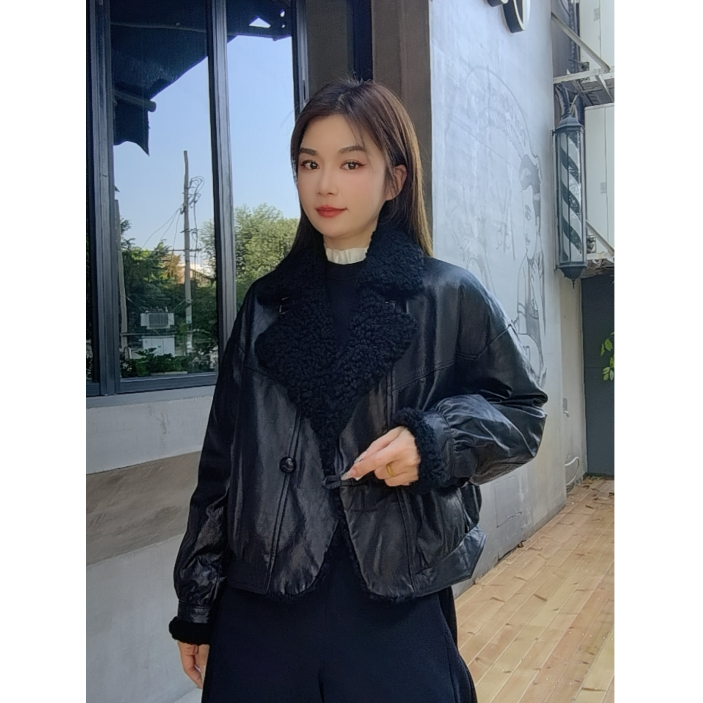 大胡子25年新款设计师款90鹅绒真皮皮衣81115