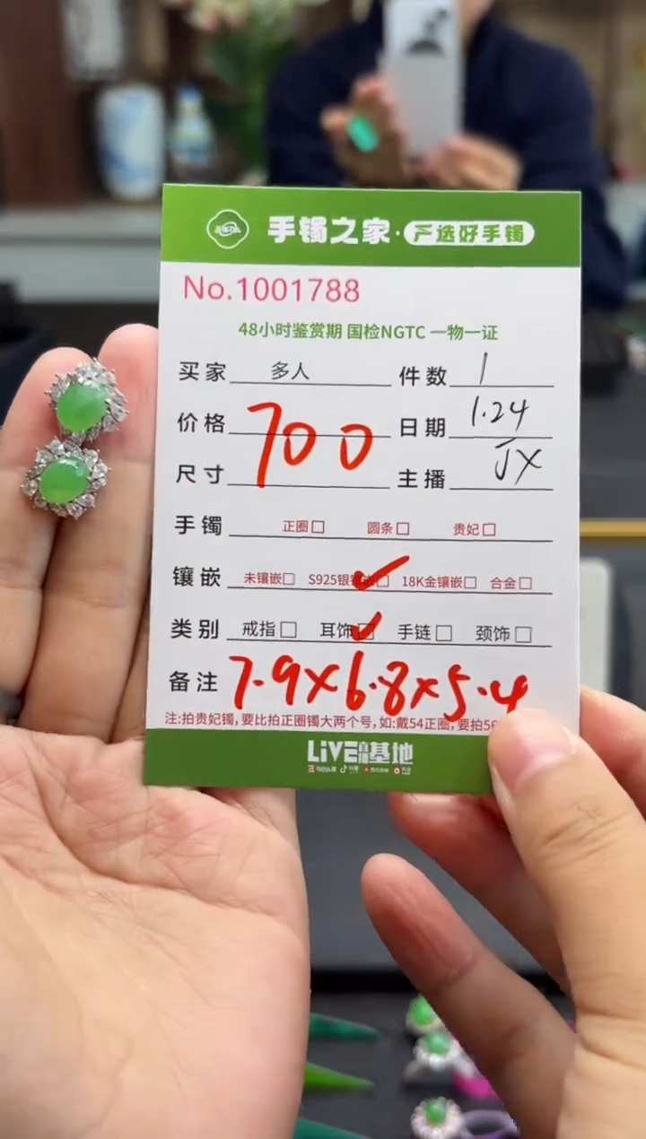 【闪购商品】翡翠耳饰银S925镶嵌多人