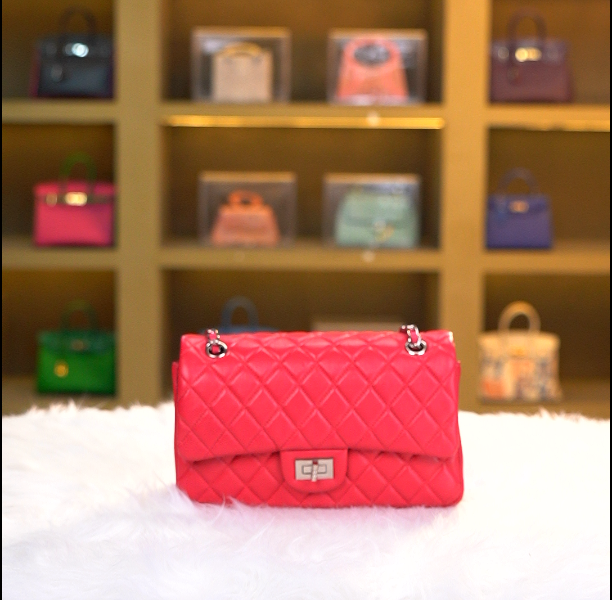 【尺寸：25*6*16】SISI原创设计高定真皮女包CF25-银扣梅红