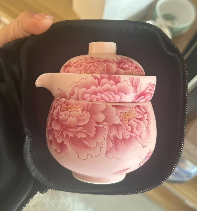 QC197-粉汝窑牡丹旅行套