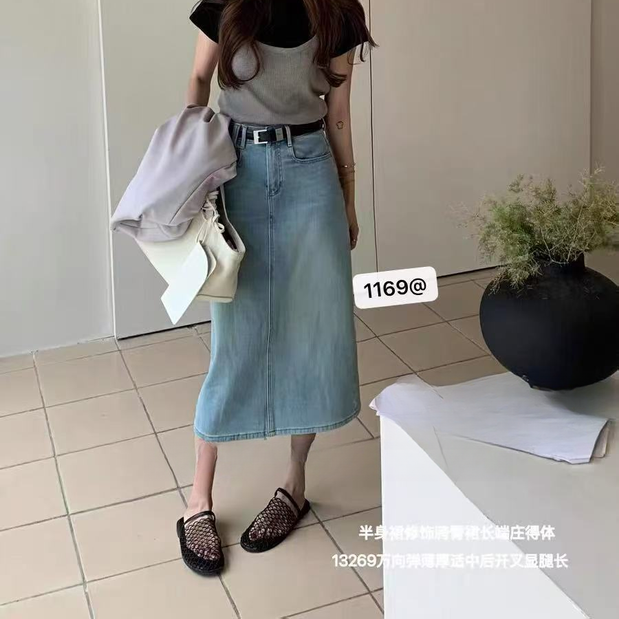 【万向弹牛仔半裙】没有腰带!显腿长端庄高级感半身裙 18042(1169)