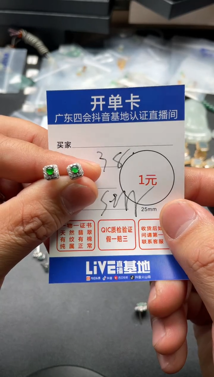 【闪购商品】翡翠颈饰银S925镶嵌耳钉