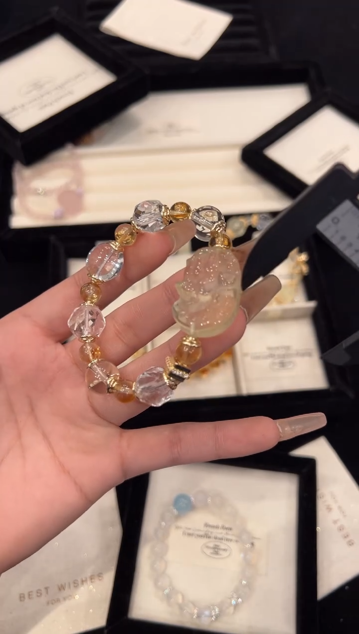 【闪购商品】水晶手链合金黄水晶手链x1089