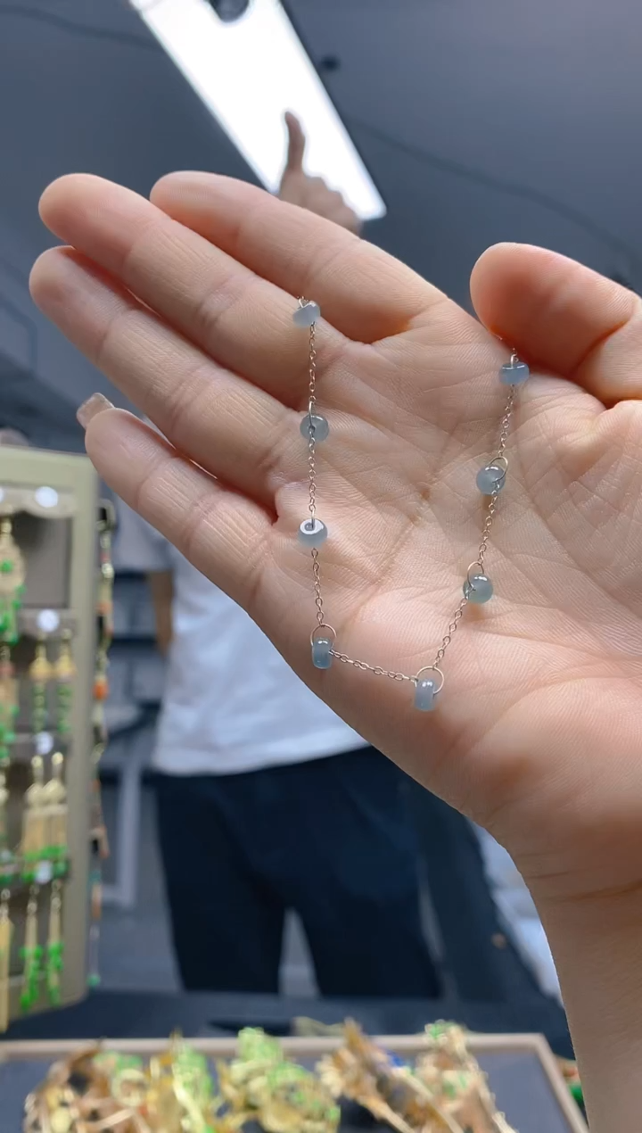 【闪购商品】翡翠耳饰银S925镶嵌278翡翠手链