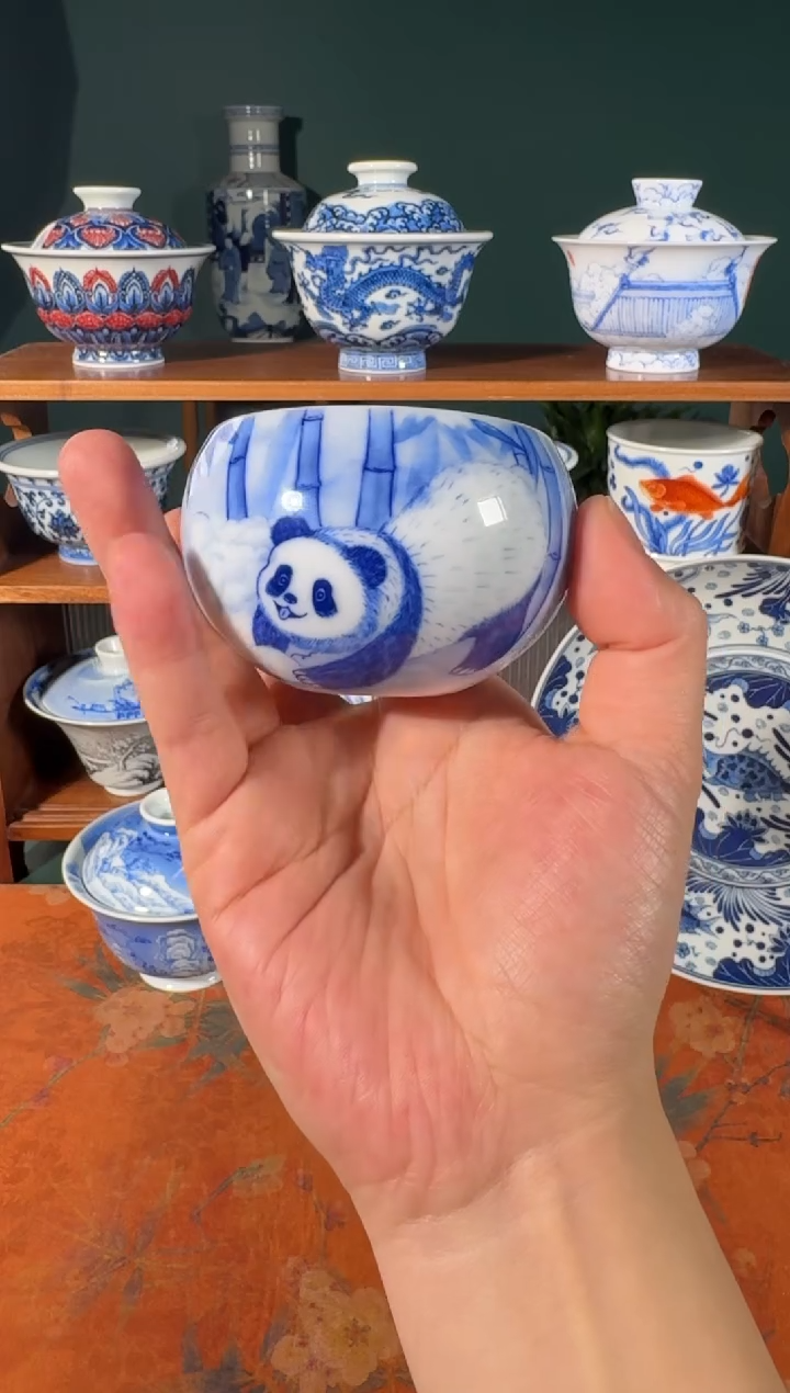 杯画堂春熊猫墩式杯