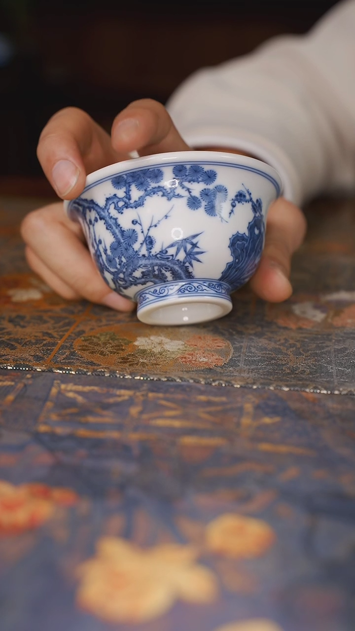 【闪购商品】杯沐茗古韵松竹梅压手杯6号