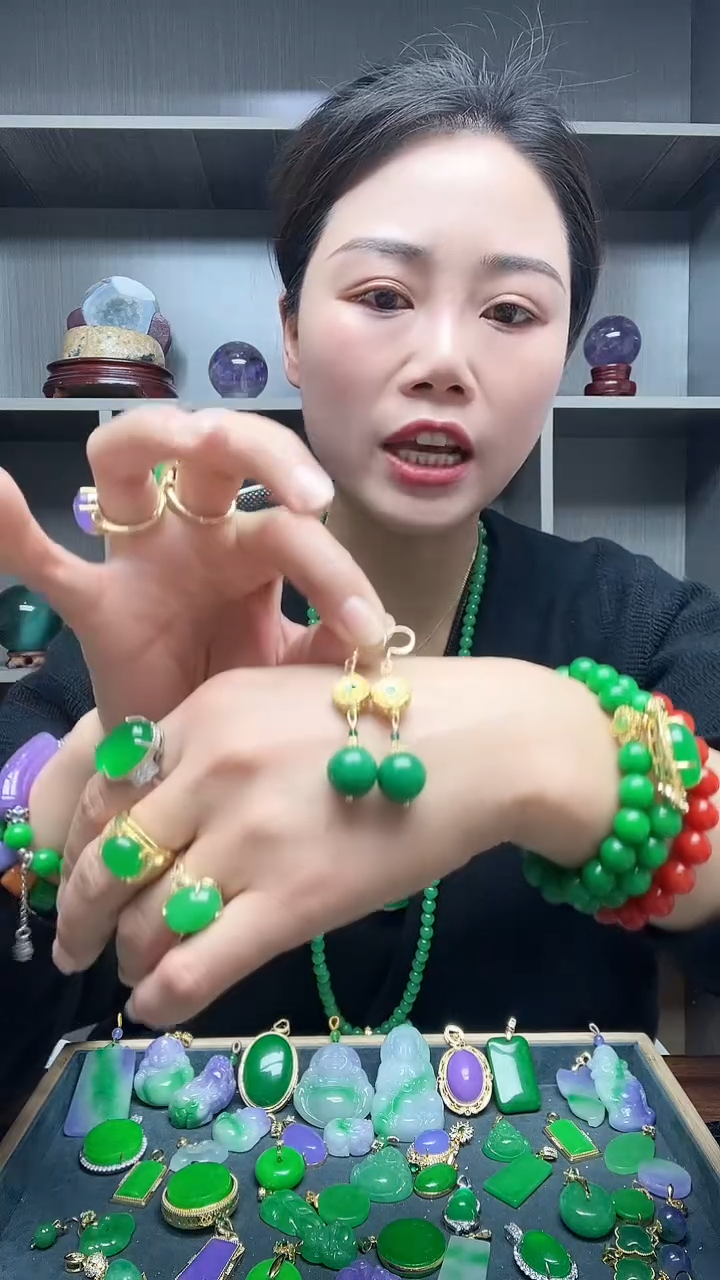 【闪购商品】翡翠耳饰14K金镶嵌耳饰