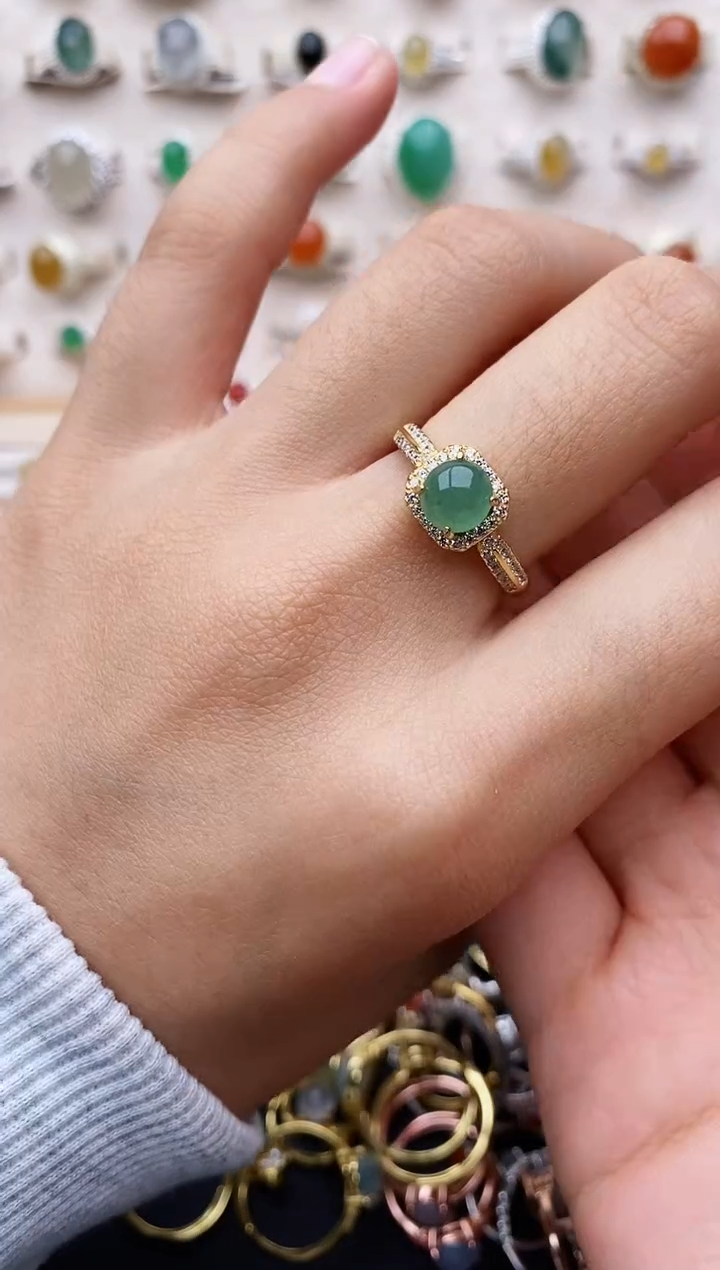 【闪购商品】翡翠戒指银S925镶嵌缅甸翡翠