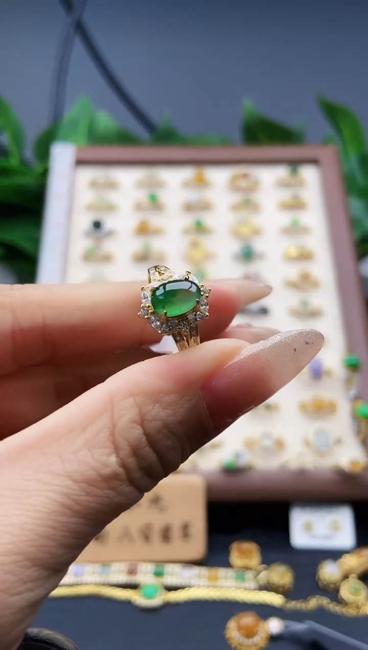 银S925镶嵌戒指翡翠12