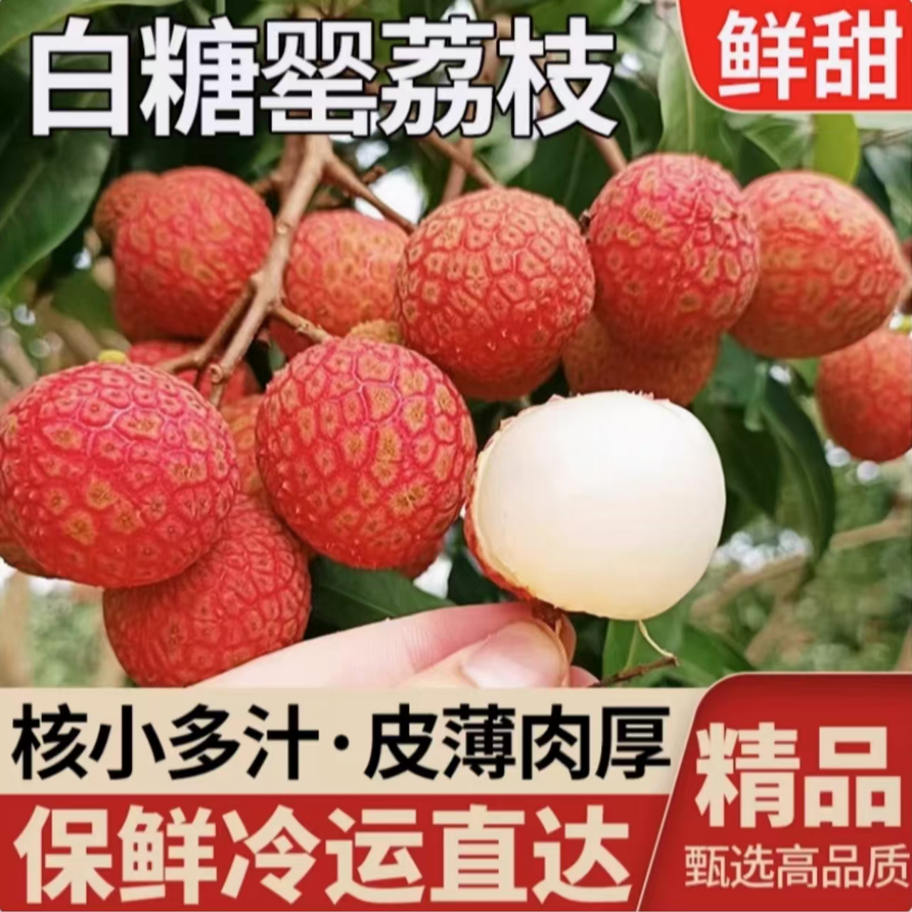 广东茂名白糖罂荔枝纯甜无酸皮薄肉厚新鲜现摘当季水果