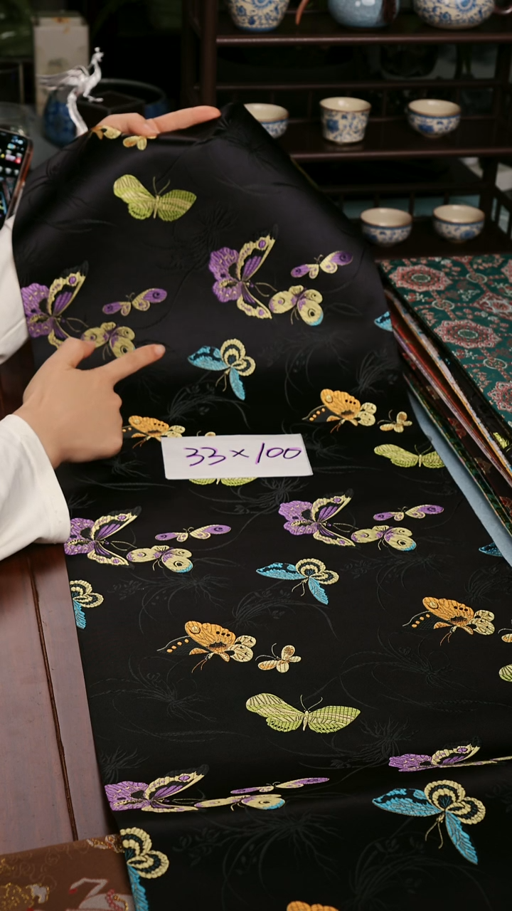 【梦幻蝴蝶单面】中国风干泡织锦茶席33*100