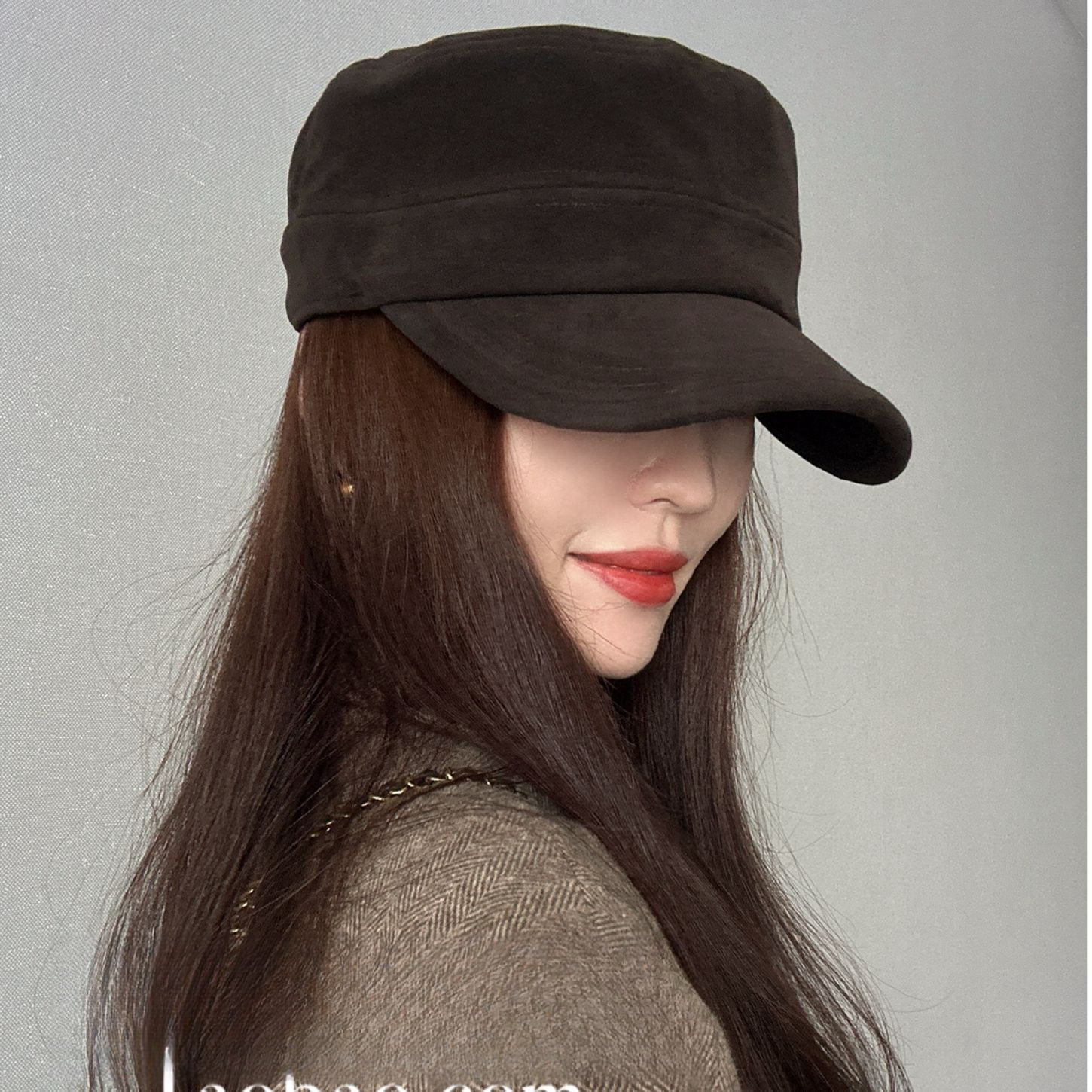 25秋/显高颅顶平顶帽男女款古早味韩女感麂皮绒酷感挺阔马术帽ins