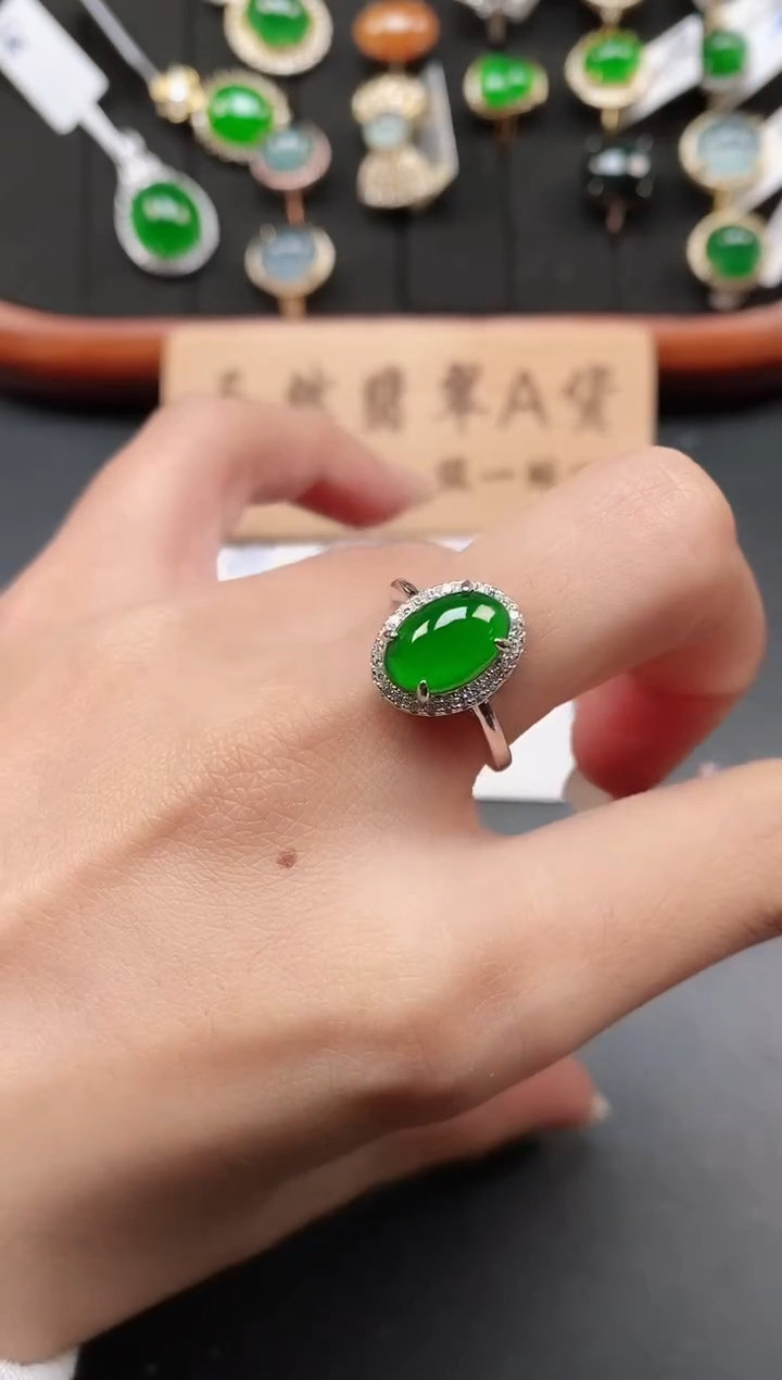 银S925镶嵌戒指翡翠111