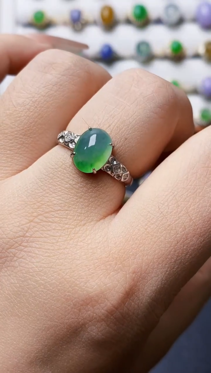 银S925镶嵌戒指翡翠1202