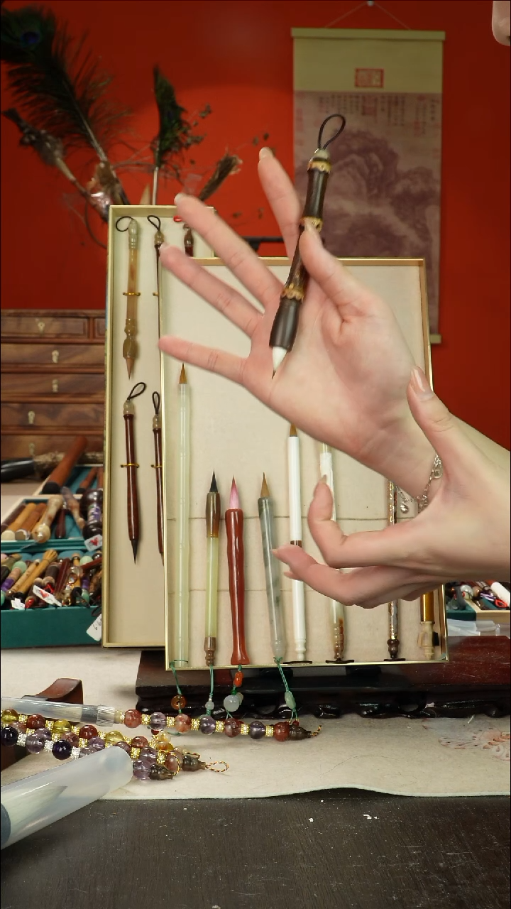 327号闪孤品高货毛笔链接 清水试笔 蘸墨不退