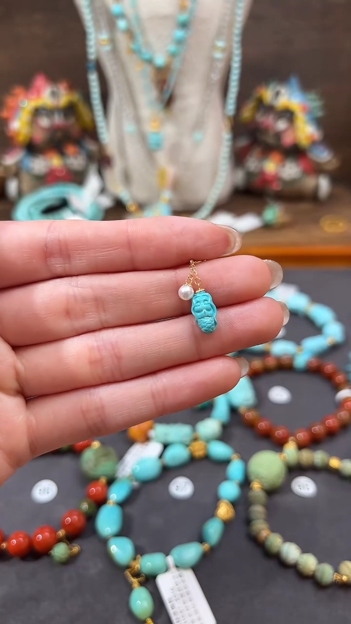 【闪购商品】绿松石提溜18K金镶嵌绿松石提溜