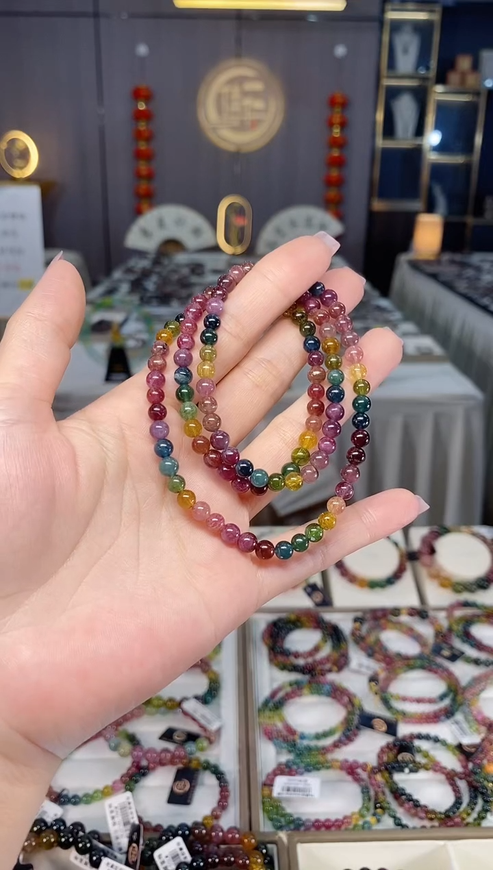 未镶嵌老矿碧玺三圈手串5mm+碧玺多样性发货一条hon