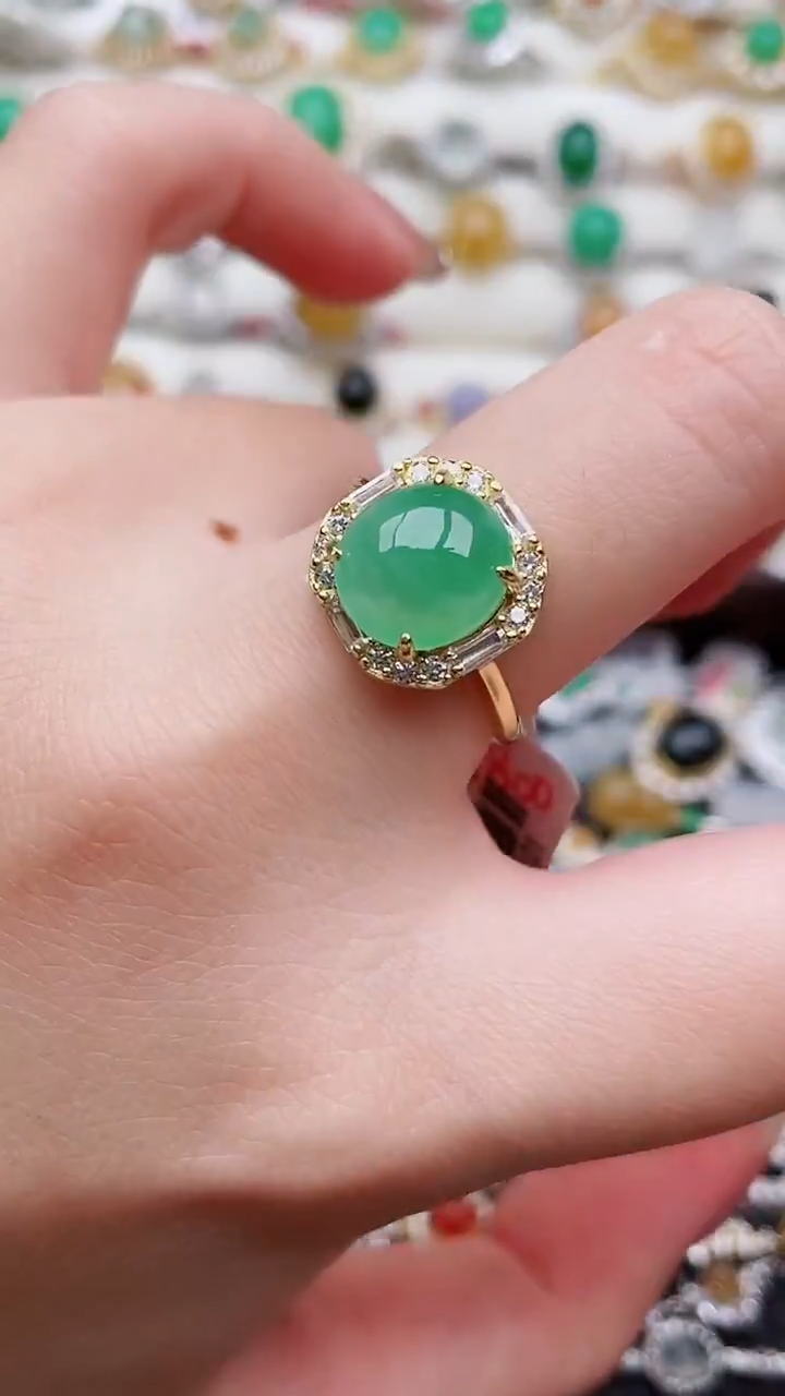 银S925镶嵌戒指翡翠224