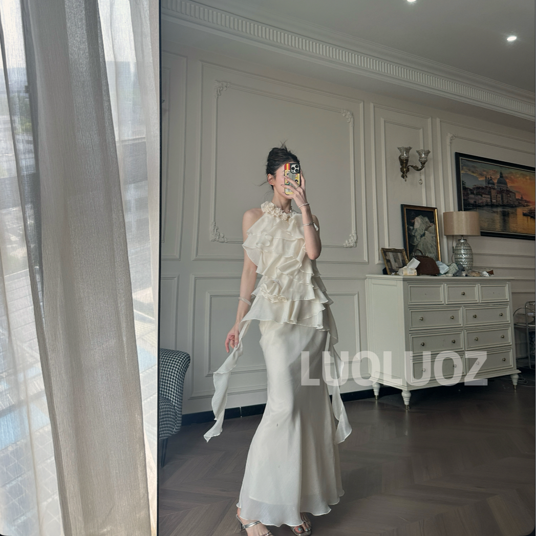 【现货】LUOLUOZ【百花宴会】绝美气质无规则设计感长款连衣裙JF645