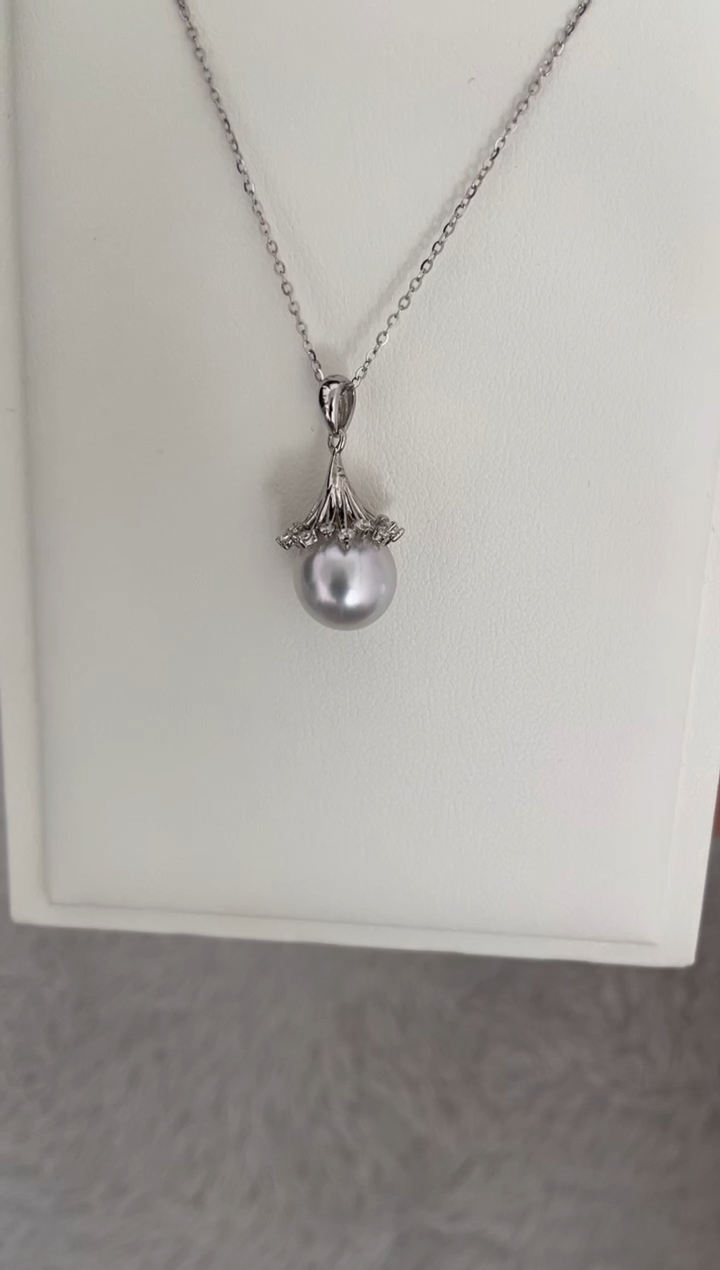 吊坠(赠链)银S925镶嵌海水珍珠澳白梨花款10-11mm
