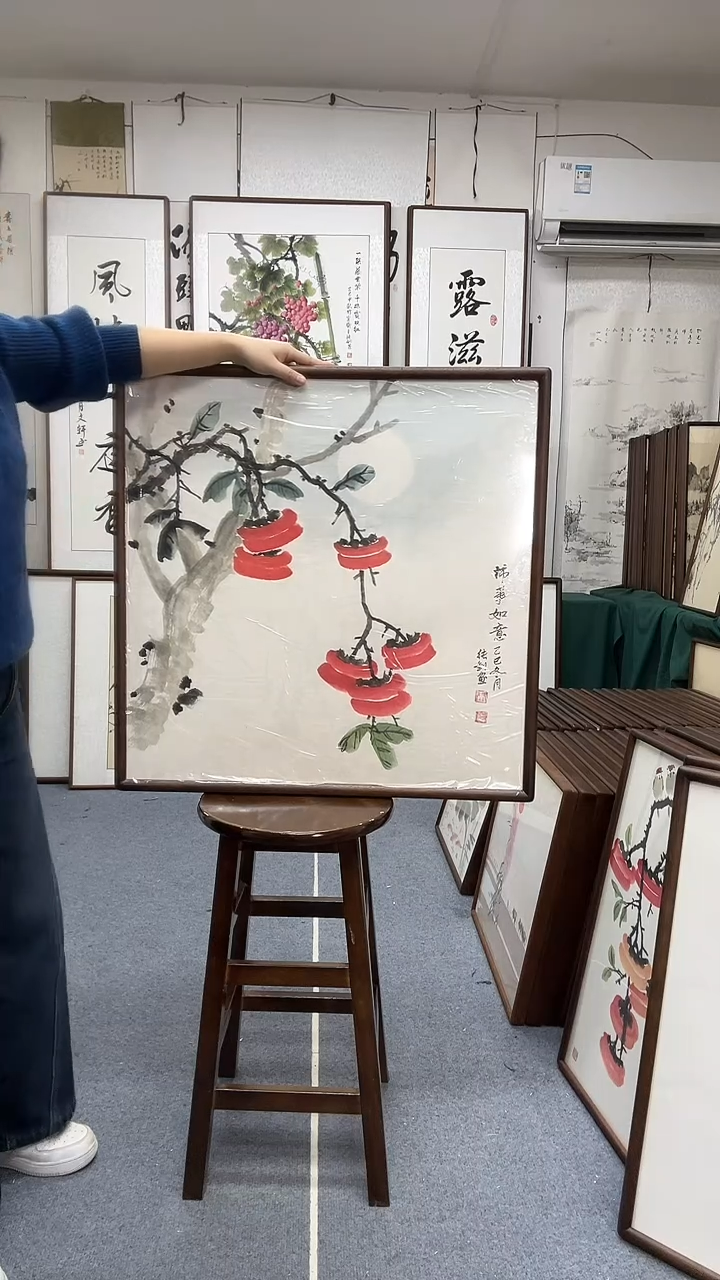 国画尺寸70*70实木画框京东包邮手绘